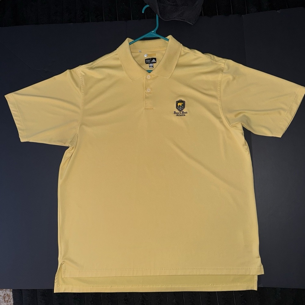 Men's XL adidas Climalite Polo Yellow Bear's Best Atlanta Golf Short Sleeve